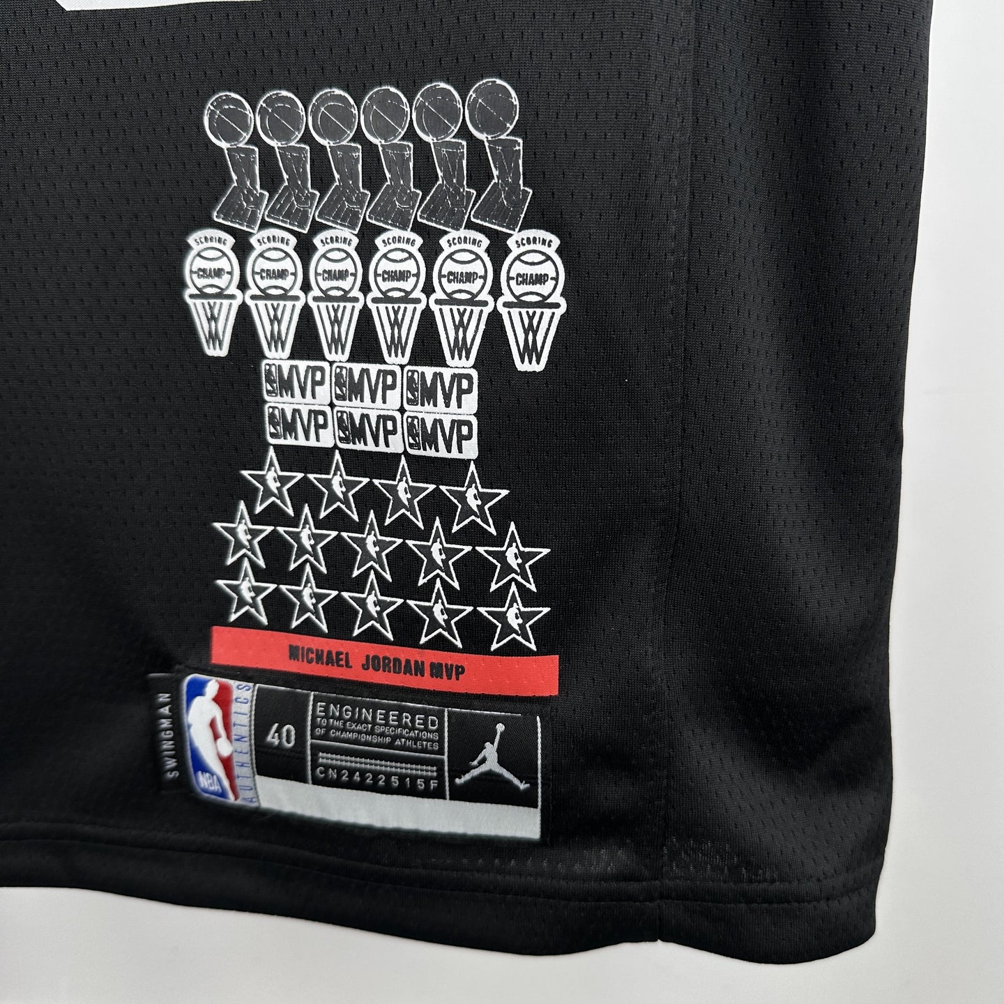JORDAN 23 Black Chicago Bulls Heat Pressed Edition NBA Jersey