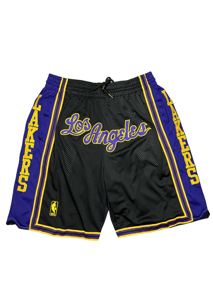 LA Lakers Black Purple Shorts Full Embroidery