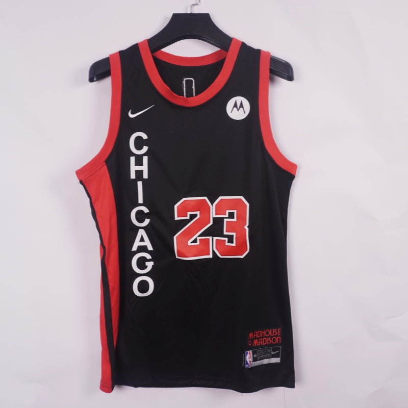 JORDAN 23 Black Red Chicago Bulls NBA Jersey