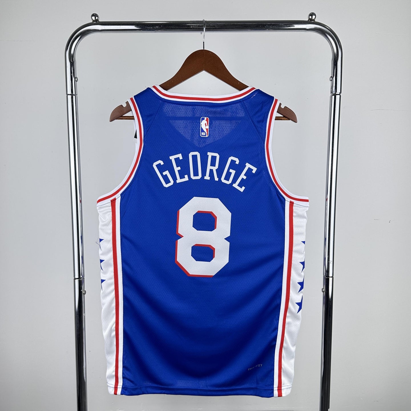 GEORGE 8 Blue Philadelphia 76ers Heat Pressed Edition NBA Jersey