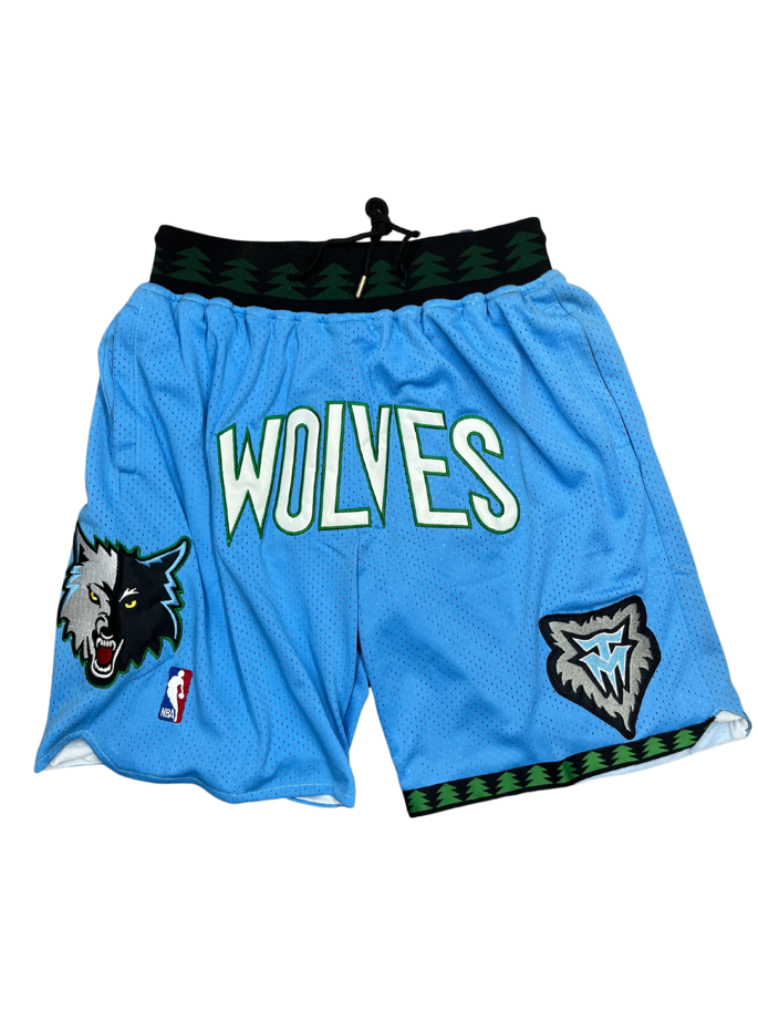 Wolves Blue Shorts Full Embroidery