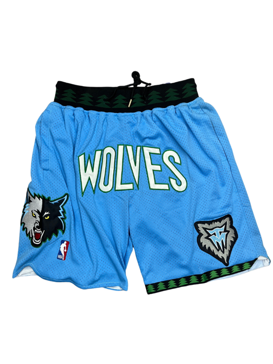 Wolves Blue Shorts Full Embroidery