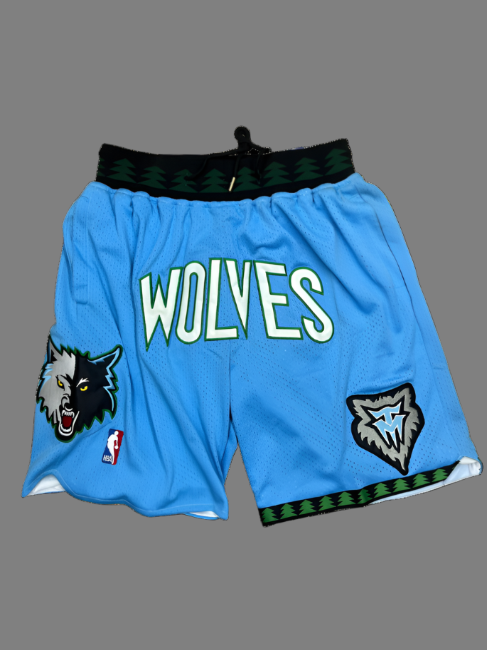 Wolves Blue Shorts Full Embroidery