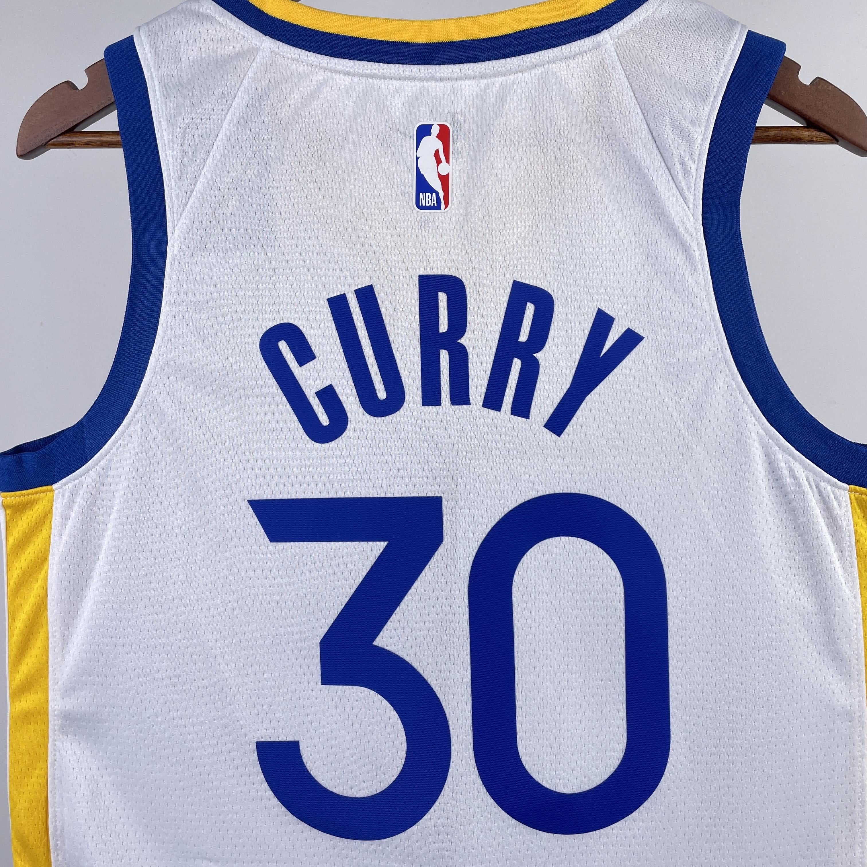 CURRY 30 White Golden State Warriors Heat Pressed Edition NBA Jersey
