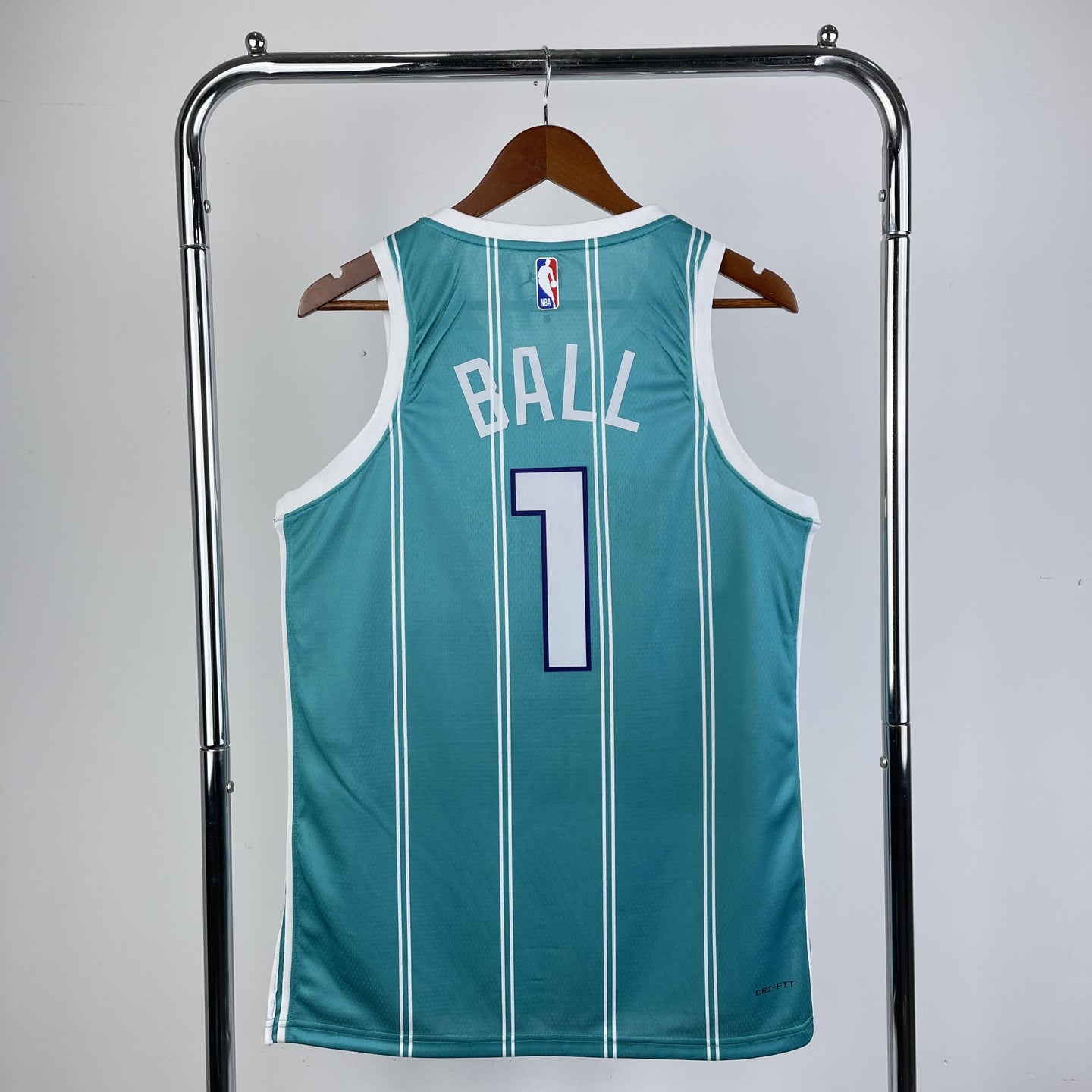 BALL 1 Blue Charlotte Hornets Heat Pressed Edition NBA Jersey
