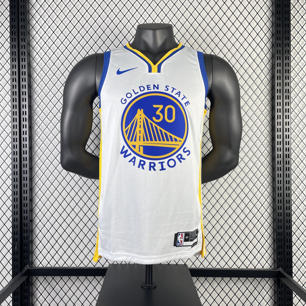 CURRY 30 White Golden State Warriors Heat Pressed Edition NBA Jersey