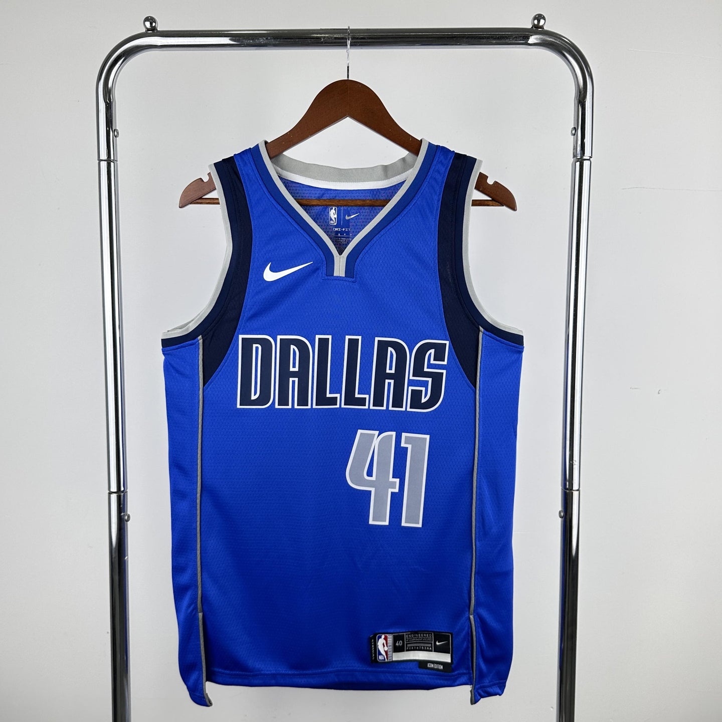 NOWITZKI 41 Blue Dallas Mavericks  Heat Pressed Edition NBA Jersey