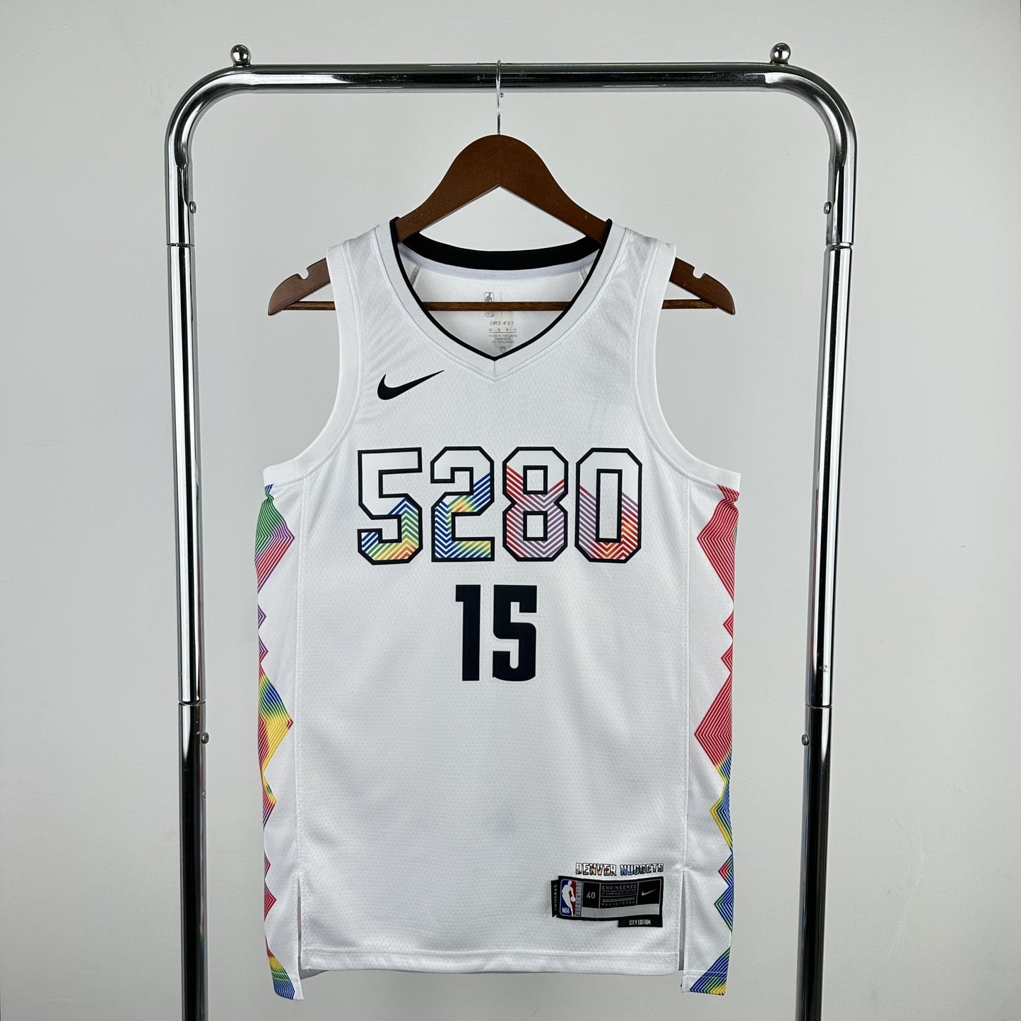 JOKIC 15 White Denver Nuggets Heat Pressed Edition NBA Jersey