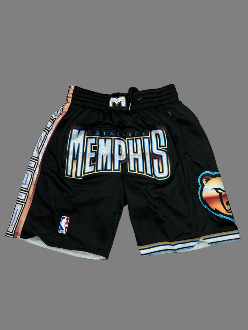 Memphis Grizzlies Shorts Black Shorts Full Embroidery