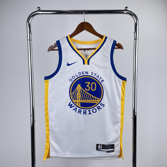 CURRY 30 White Golden State Warriors Heat Pressed Edition NBA Jersey