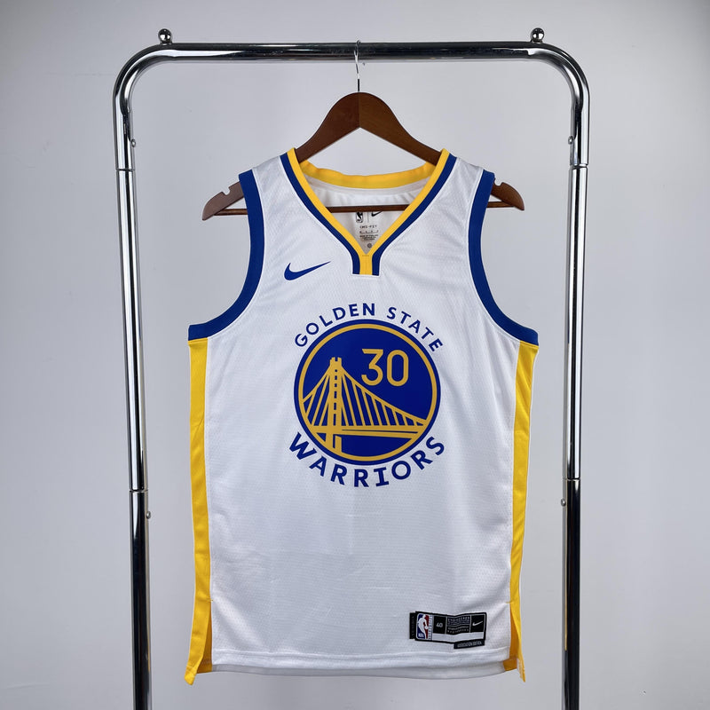 CURRY 30 White Golden State Warriors Heat Pressed Edition NBA Jersey