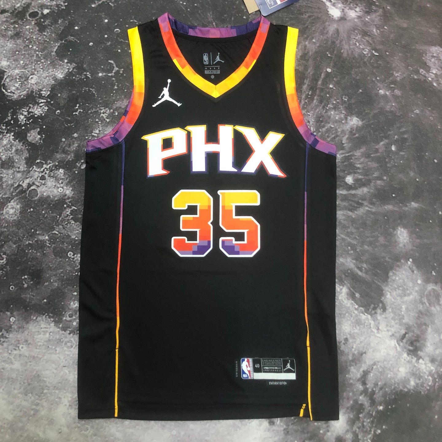 DURANT 35 Black Phoenix Suns  Heat Pressed Edition NBA Jersey