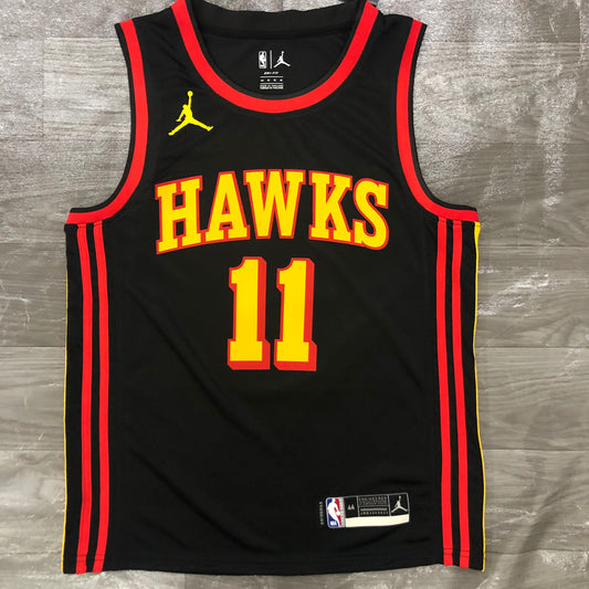 YOUNG 11 Black Atlanta Hawks Heat Pressed Edition NBA Jersey