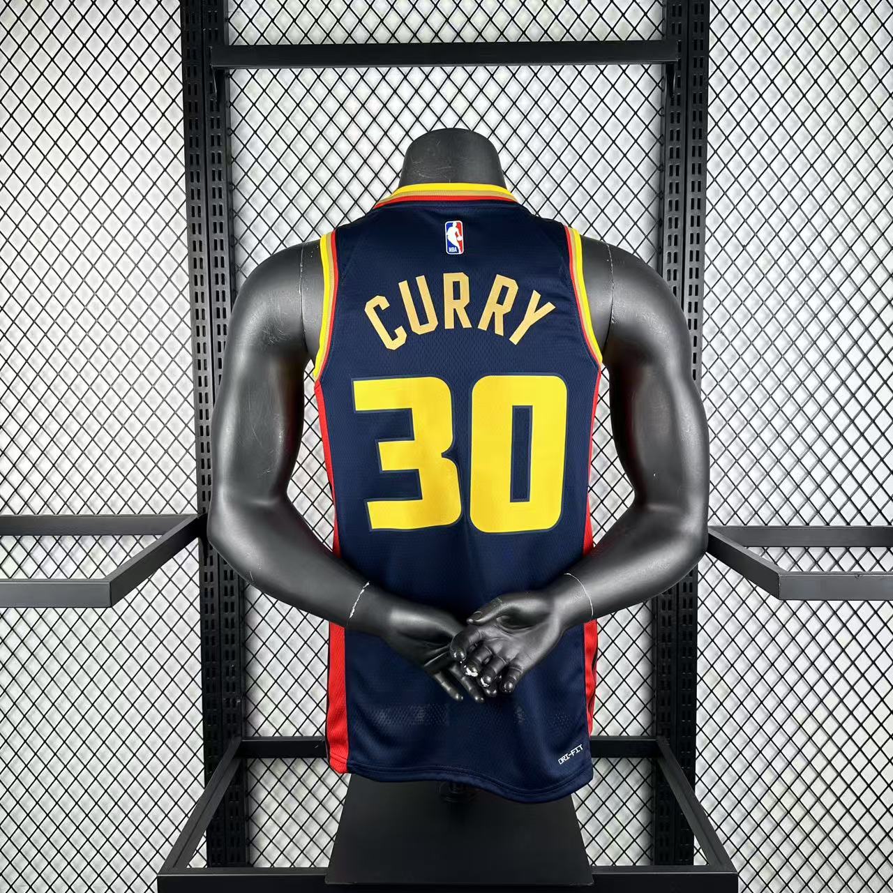 CURRY 30 Dark Blue Golden State Warriors Heat Pressed Edition NBA Jersey