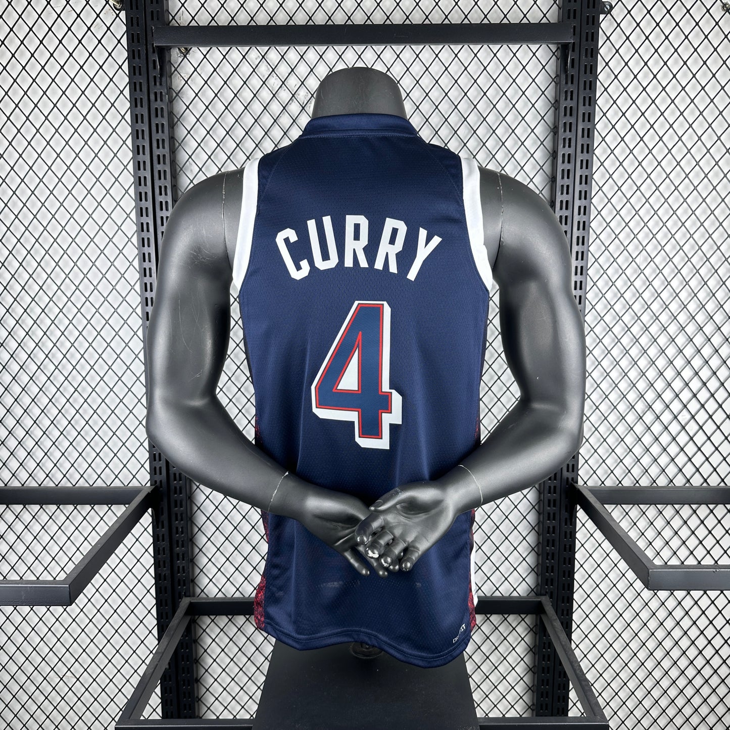 CURRY 4 Dark Blue USA Heat Pressed Edition Basketball Jersey