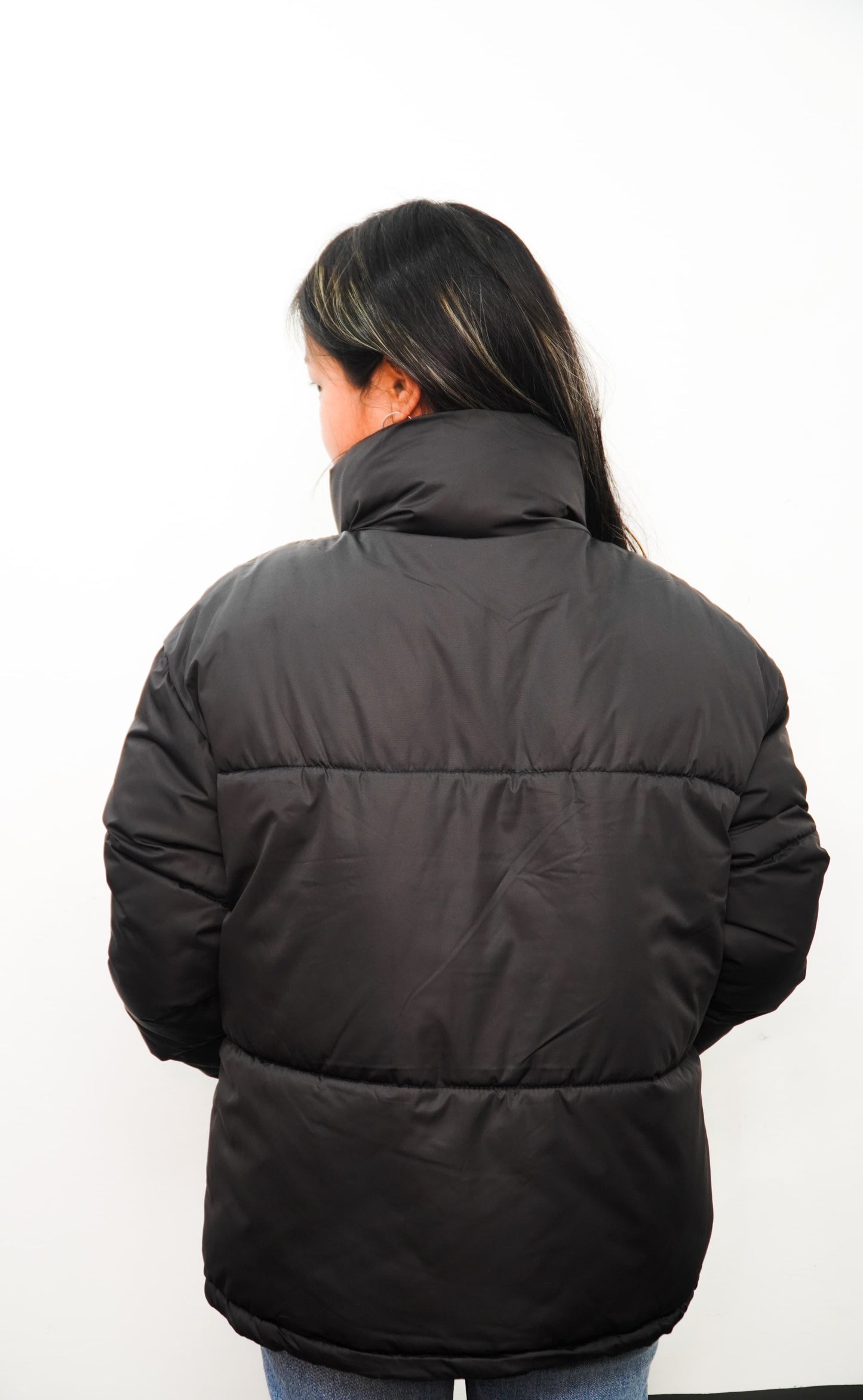 Black Out Plain Unisex Puffer Jacket