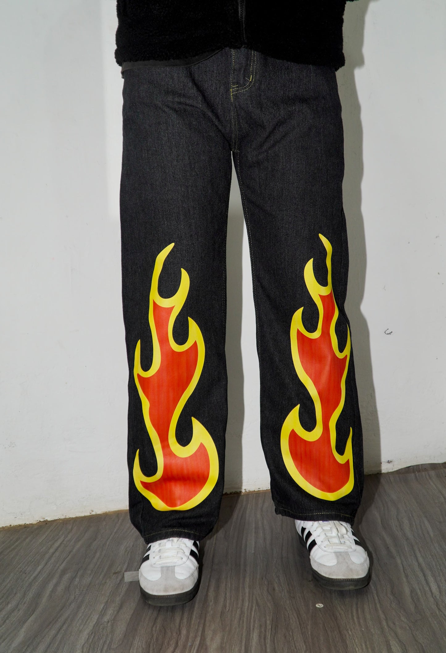 Flame Print Men's Baggy Jeans