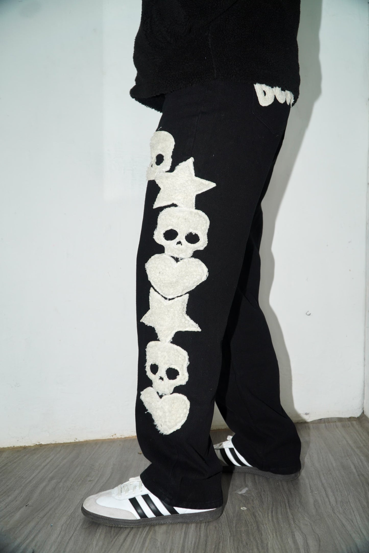 BLACKAIR Skull Pattern Men's Baggy Jeans