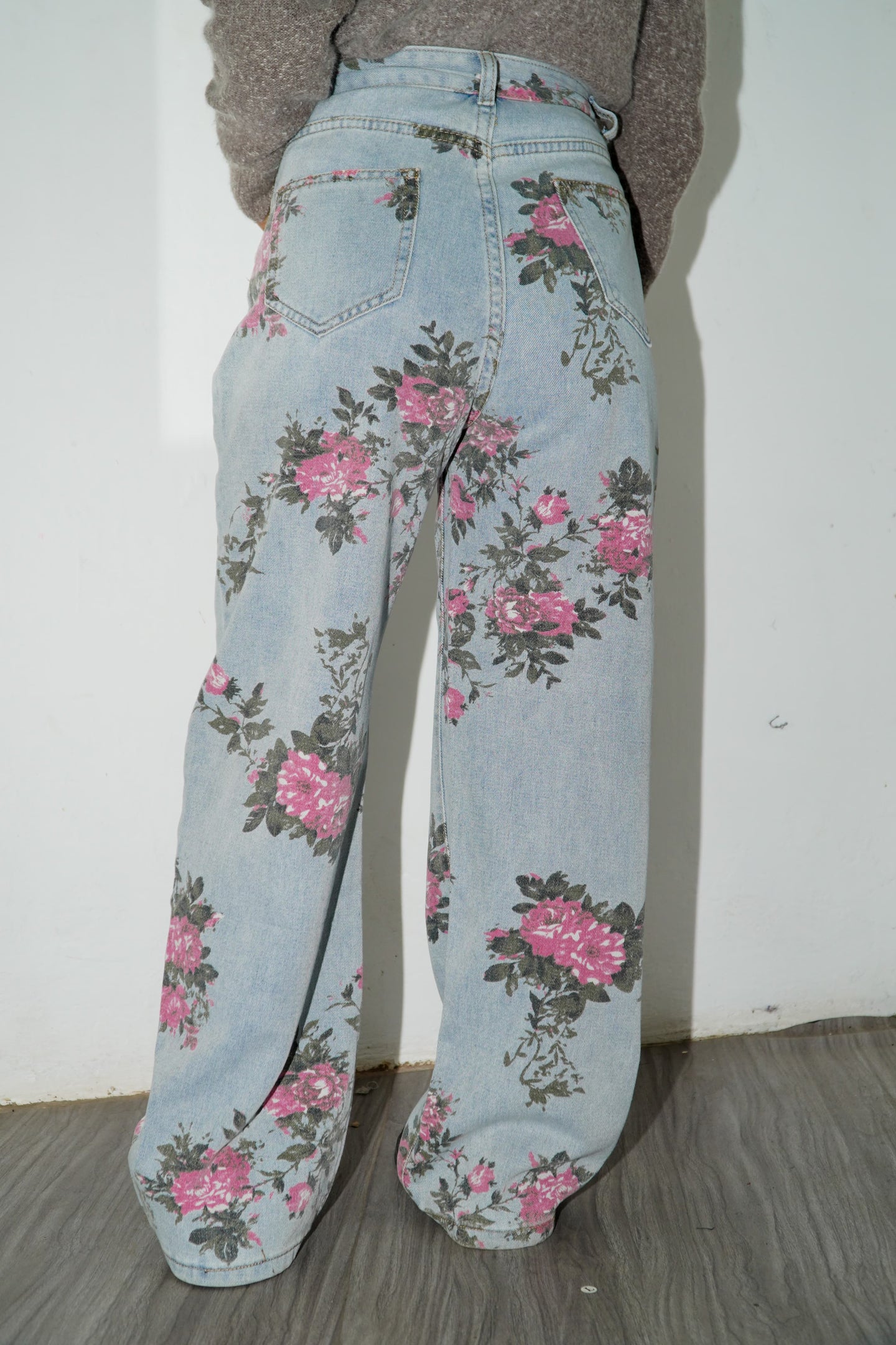 Flower Print Women's Baggy Jeans